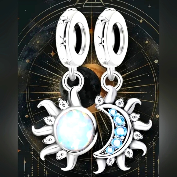 Silver Sun and Moon Charms - Picture 7 of 7